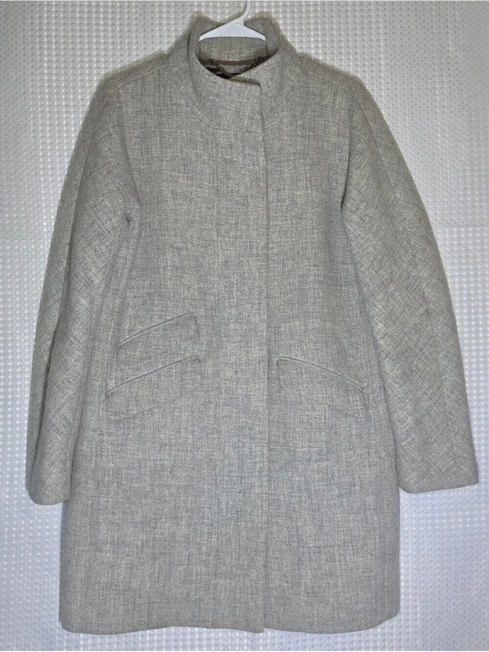 J.Crew Italian Stadium Cloth Wool Coat Gray Nello Gori Size 6 Quiet Luxury - Picture 11 of 14